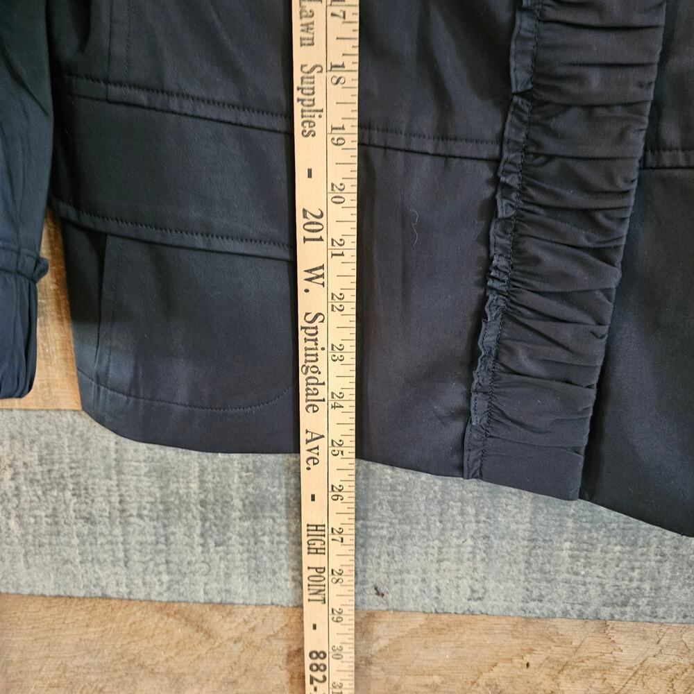 Talbots Solid Black Long Sleeve Collared Ruffled … - image 4